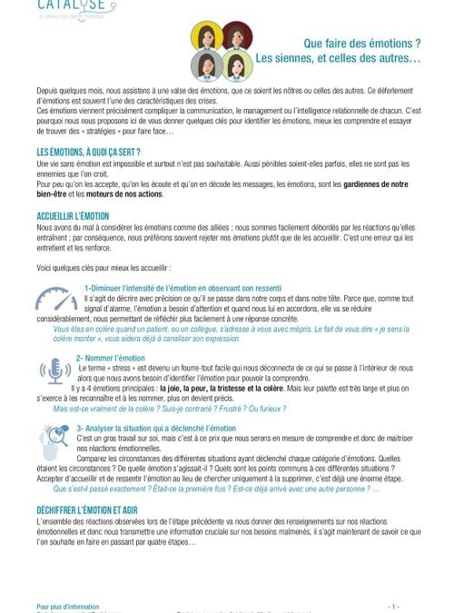 Que faire des émotions ?